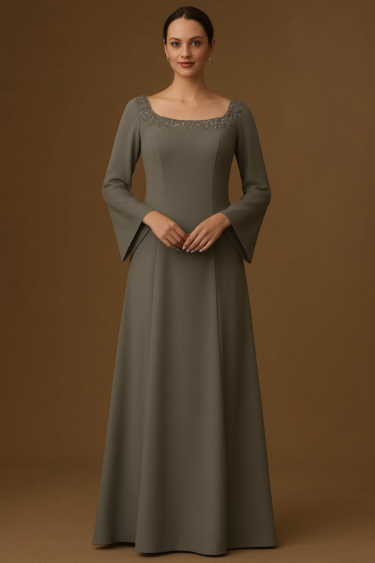 Vestido de fiesta Mambo con aplicaciones y manga larga color gris talla 46