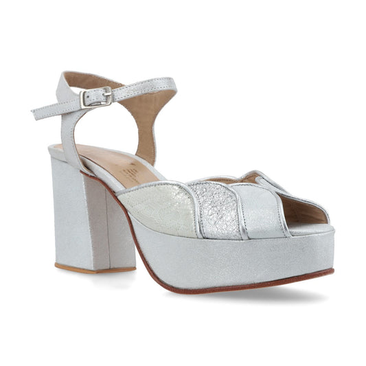 SANDALIA ARGENTINA  DE CUERO PARA NOVIA Y FIESTA ARENARIA CALLIARI (B) TACO 9,5 CMS  PLATAFORMA 3 CMS