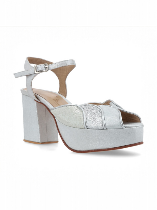 SANDALIA ARGENTINA  DE CUERO PARA NOVIA Y FIESTA ARENARIA CALLIARI (B) TACO 9,5 CMS  PLATAFORMA 3 CMS