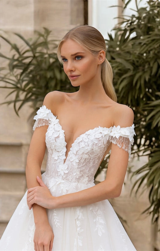 VESTIDO DE NOVIA ANTOINE ESTILO PRINCESA CON CORSET ,MAJESTUOSA ELEGANCIA