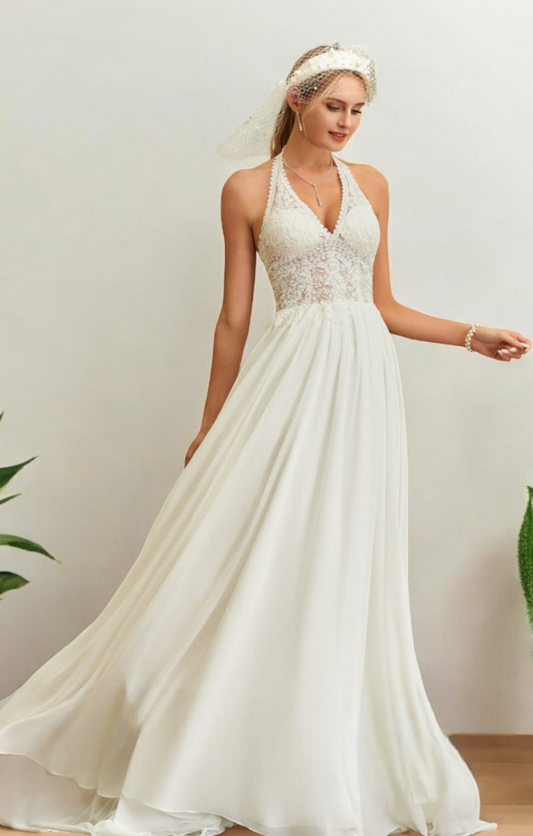 VESTIDO DE NOVIA CANDY CON ESPALDA DESCUBIERTA MUY LIVIANO Y VAPOROSO