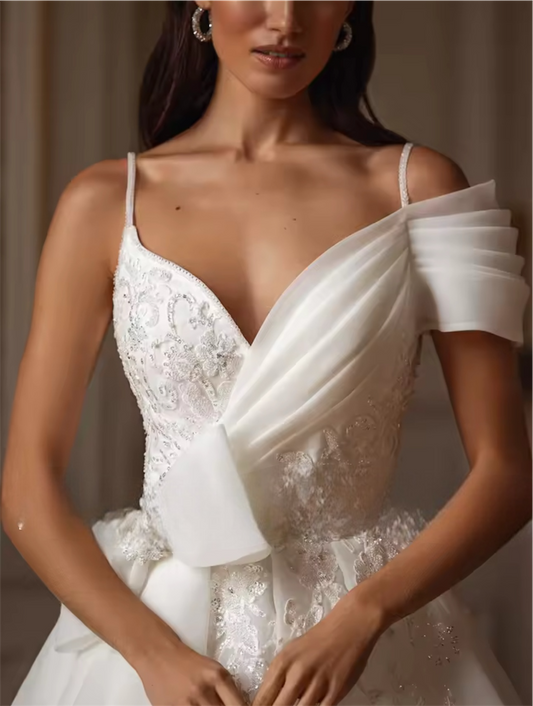 VESTIDO DE NOVIA ANITA HECHO EN ORGANZA Y MACRAMÉ ,ELEGANCIA Y ROMANTICISMO