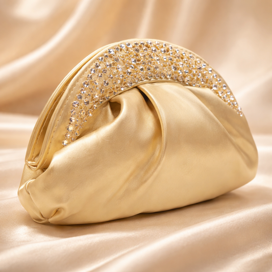 Bolso de fiesta star dorado blanco con cadena para colgar