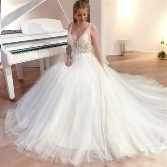 VESTIDO DE NOVIA AMELIA,APLICACIONES EN TUL