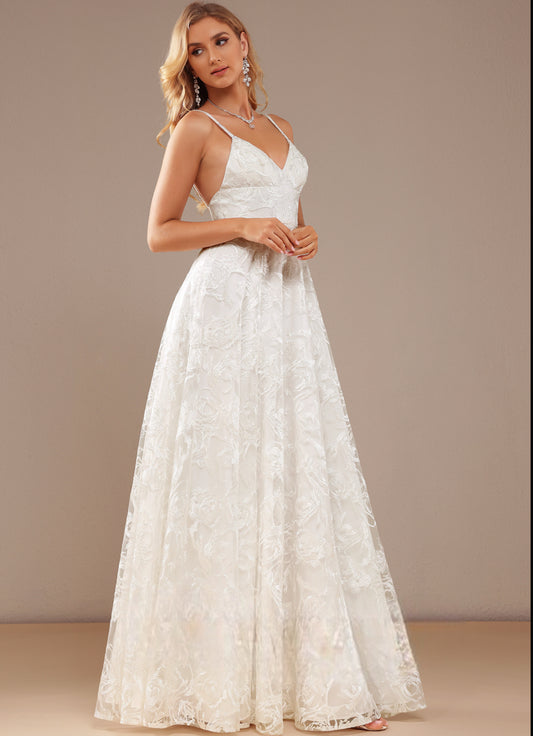 VESTIDO DE NOVIA BETTY ESTAMPADOS EN RELIEVE ,SENCILLO Y LIVIANO