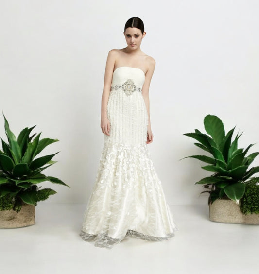 Vestido de novia Garden estilo Boho con flores 3D y aplicaciones