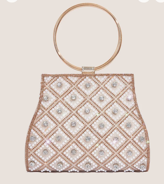 Bolso de fiesta Diamante en tono dorados y aplicaciones plata