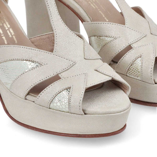 SANDALIA DE CUERO PARA NOVIA Y FIESTA VITRAL ,TACO 9,5 Y PLATAFORMA 2 CMS