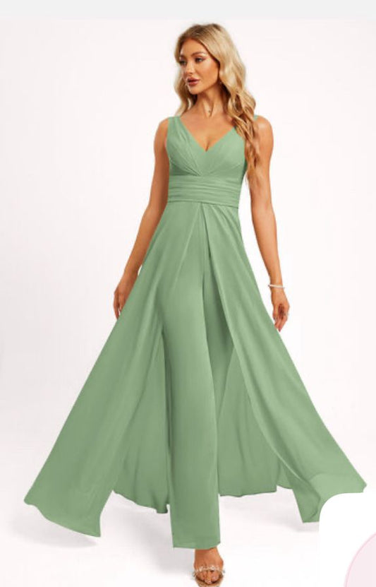 Traje de fiesta Coca enterito pantalon con capa inferior y pretina