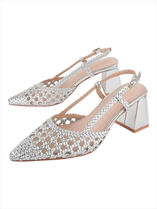 Sandalia española Canasto para fiesta , taco 8 cms , sin talón