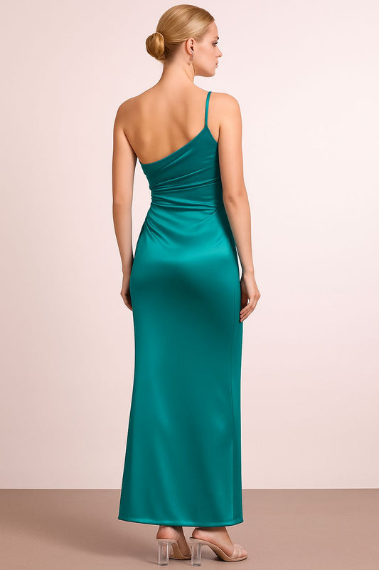VESTIDO DE FIESTA PETRA ASIMETRICO EN COLOR TURQUESA TALLA 42