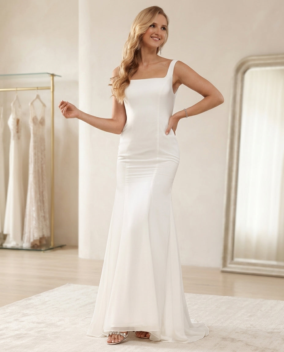 Vestido de novia Ellena estilo sirena con escote en la espalda y macrame