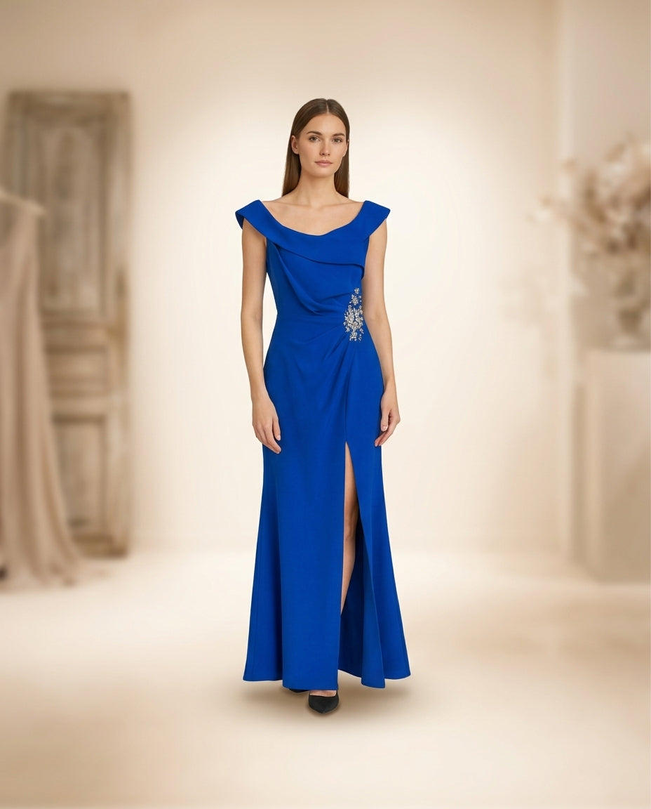 Vestido de fiesta Allen con drapeado y sutil aplicación de brillo