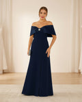 Vestido de fiesta Mandy hombros descubiertos y cuello en raso