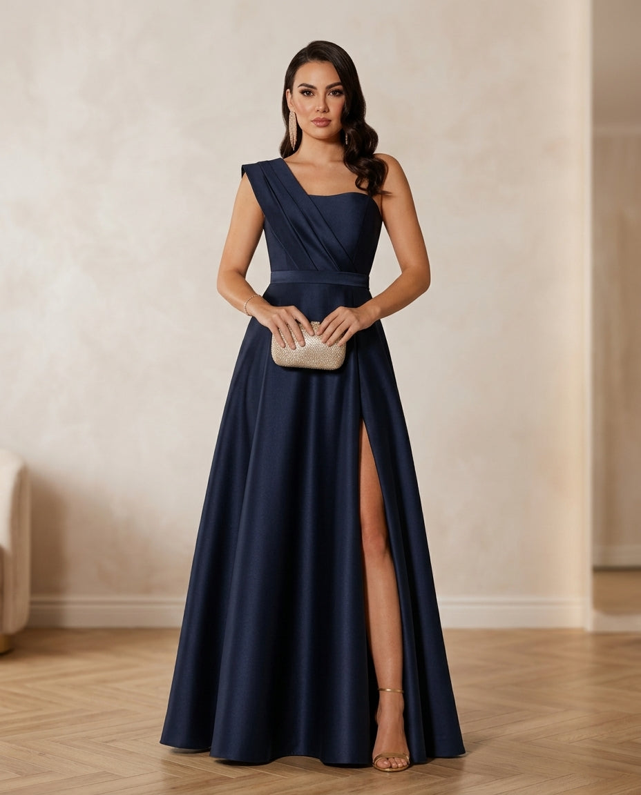 Vestido de fiesta Marcel asimétrico ,elegancia y sofisticacion  y en tela satin