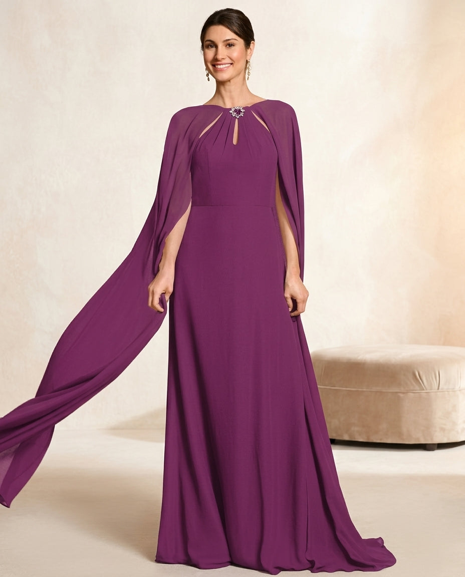 Vestido de fiesta Barbara con cuello halter ,manga ala y delicada aplicacion