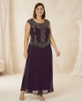 Vestido de fiesta Marilu  con sutil pedreria y brillo en talla 48