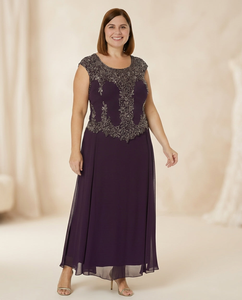 Vestido de fiesta Marilu  con sutil pedreria y brillo en talla 48