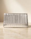 Clutch de fiesta Premium  plateado  con cadena para colgar