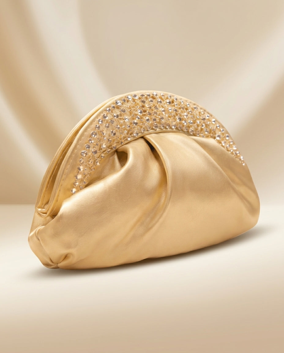 Bolso de fiesta star dorado blanco con cadena para colgar