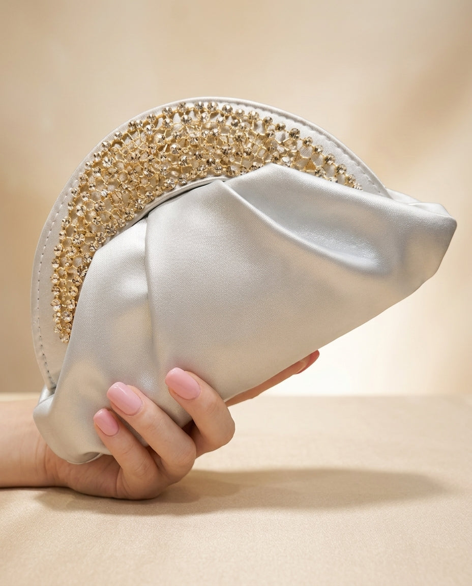 Bolso de fiesta star plateado con cadena para colgar