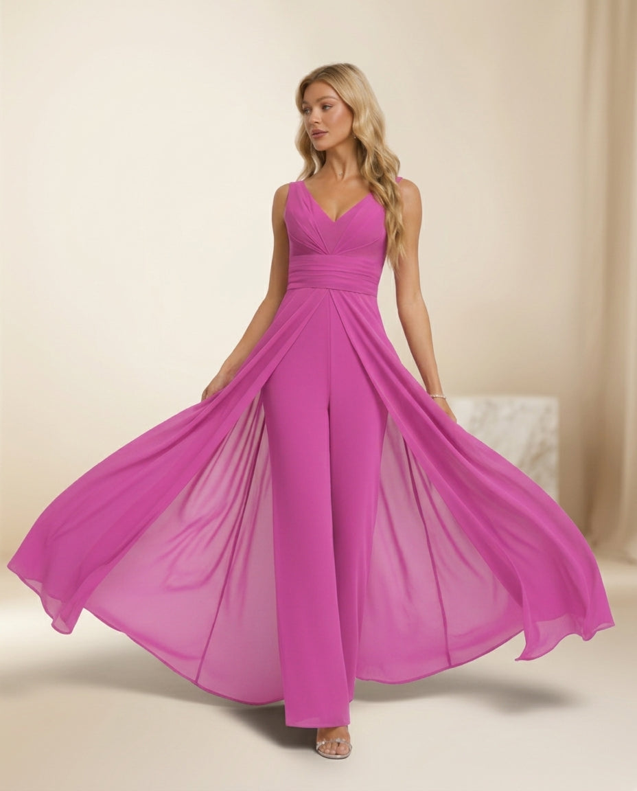 Traje de fiesta Coca enterito pantalon con capa inferior y pretina