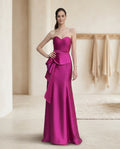 Vestido de fiesta Madonna en color fucsia y escote corazon