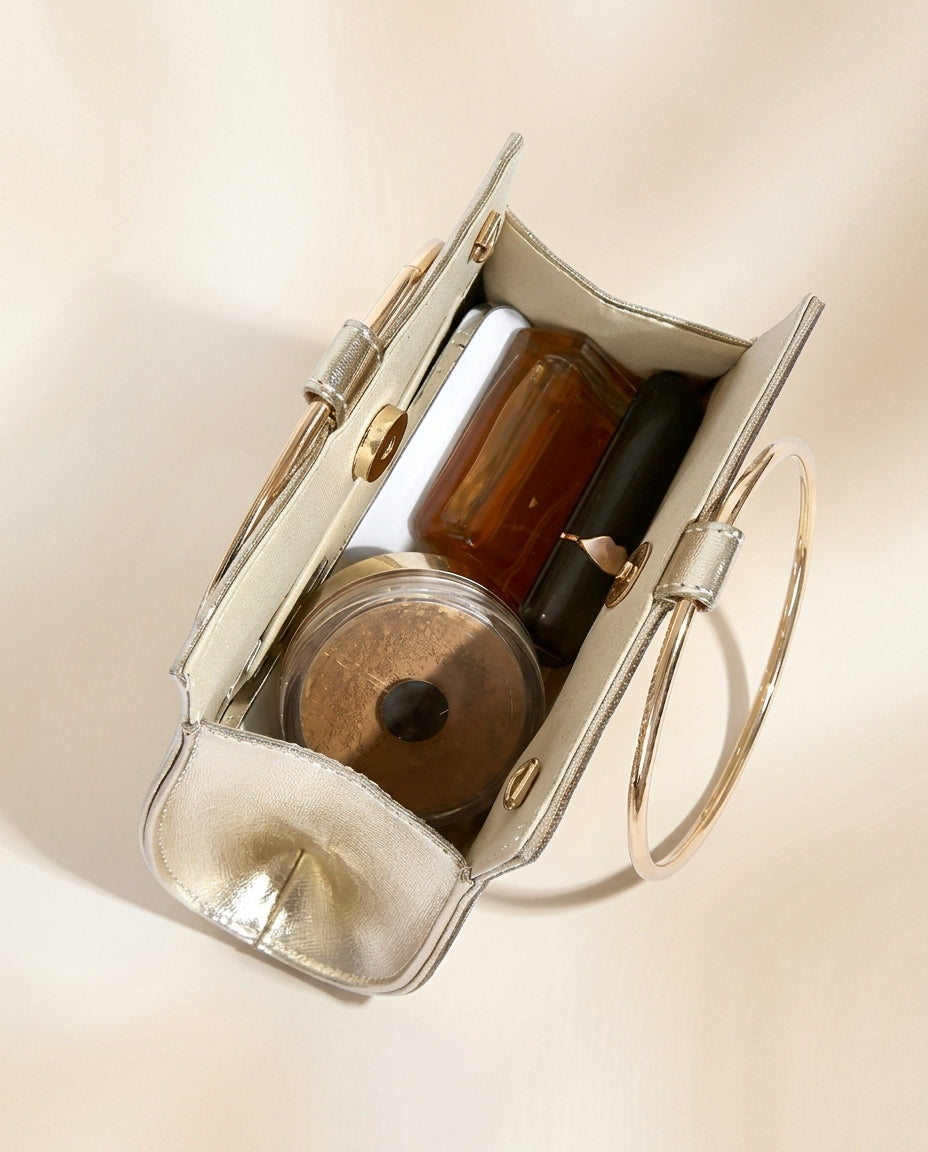 Bolso de fiesta Diamante en tono dorados y aplicaciones plata