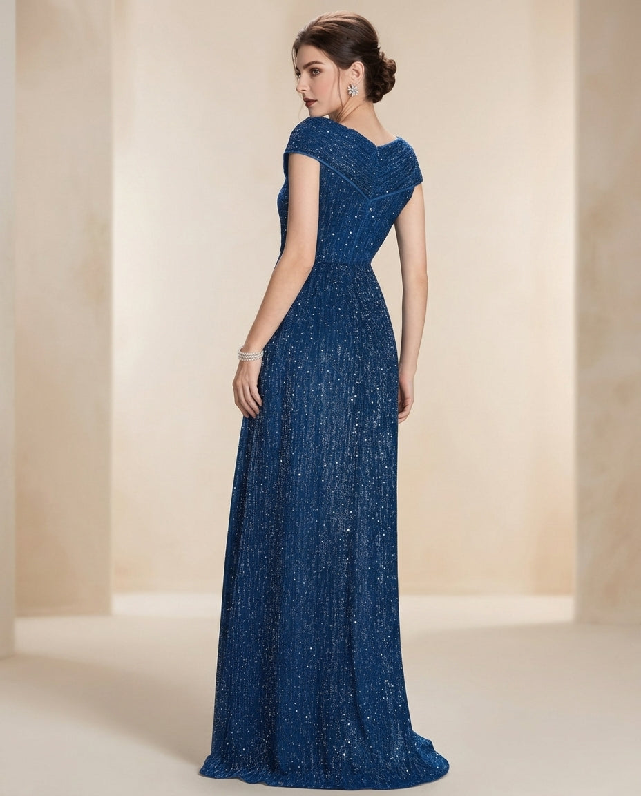 Vestido de fiesta Cony en color petroleo y talla 38 con sutiles brillos