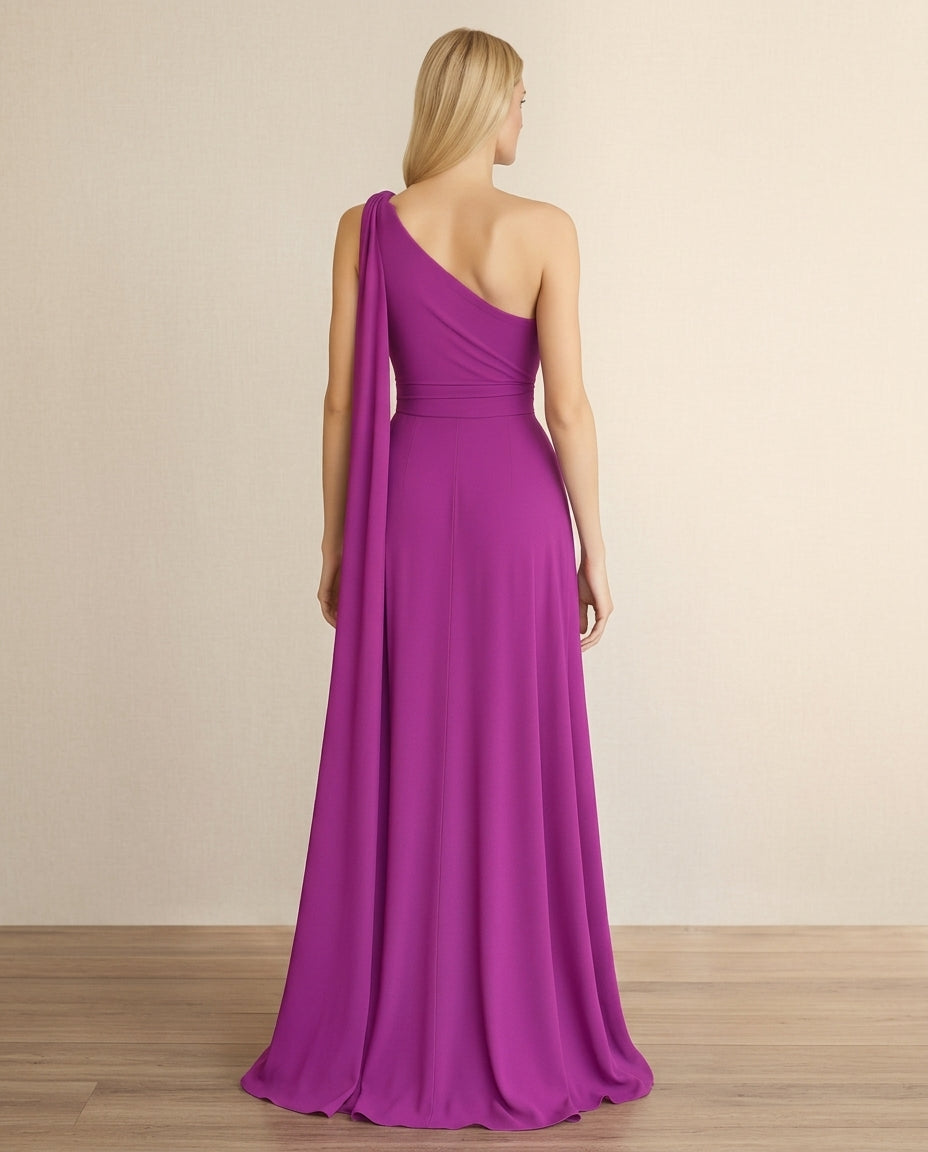 Vestido de fiesta Ely en color fucsia de corte asimétrico en talla 42