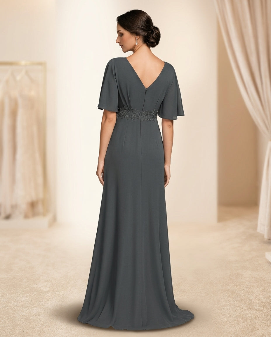 Vestido de fiesta Magaly  manga murciélago con aplicacion en la cintura talla 36