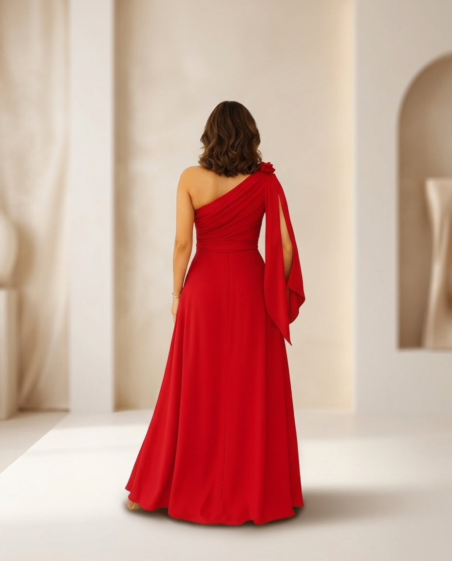 Vestido de fiesta Meny con manga ala asimétrico y aplicación Dior