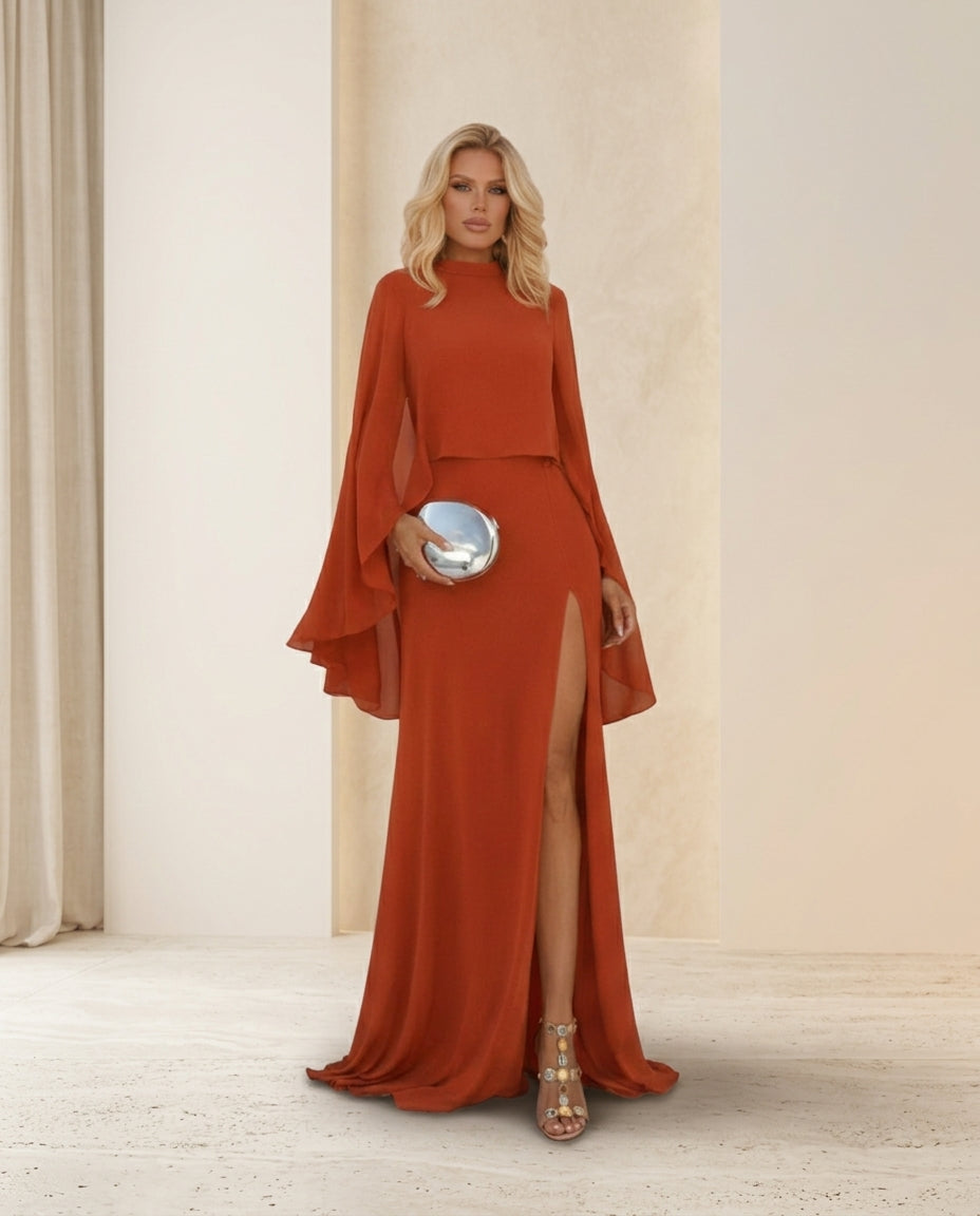 Vestido de fiesta Glory con capa desmontable