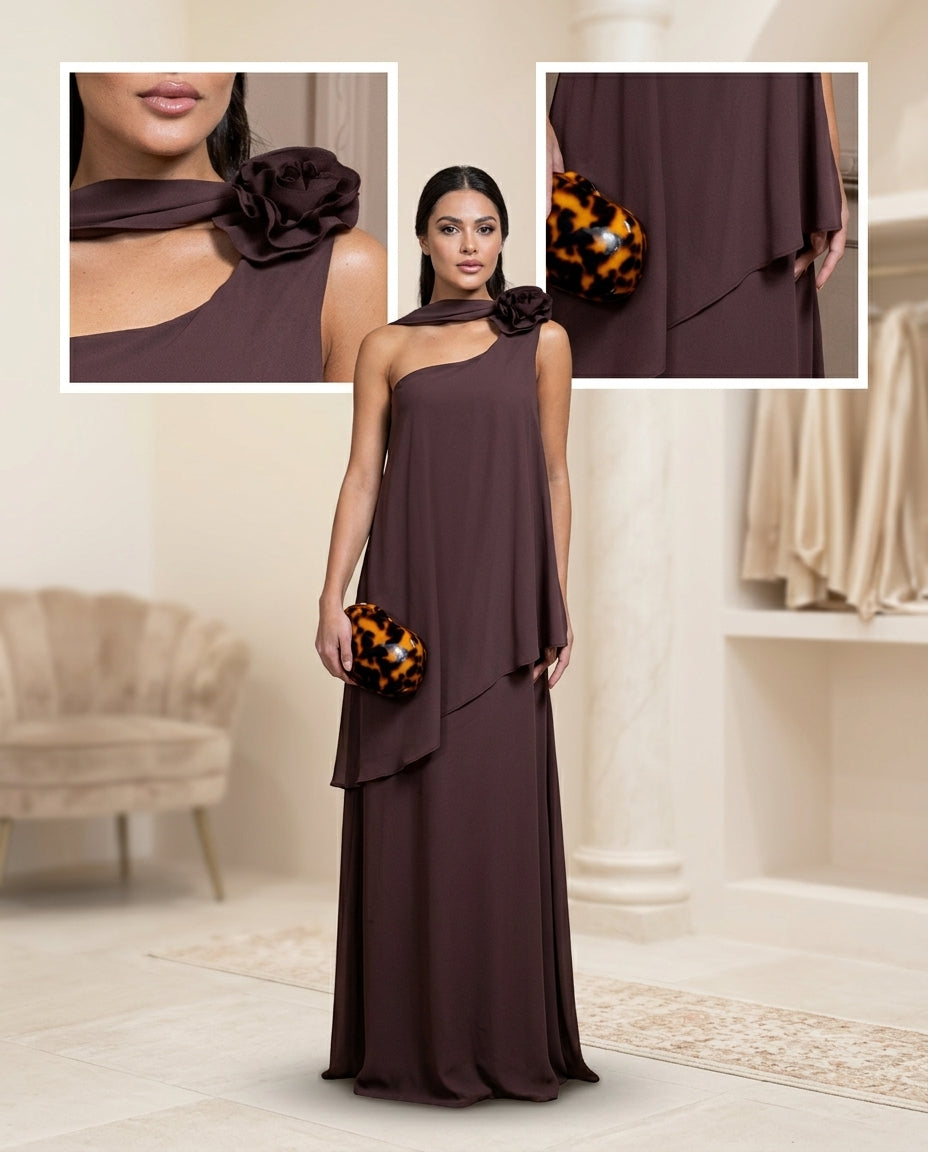 Vestido de fiesta Vero asimétrico y liviano