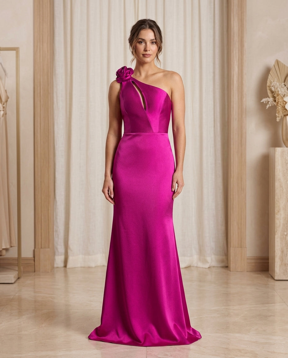 Vestido de fiesta Raquel One shoulder con abertura
