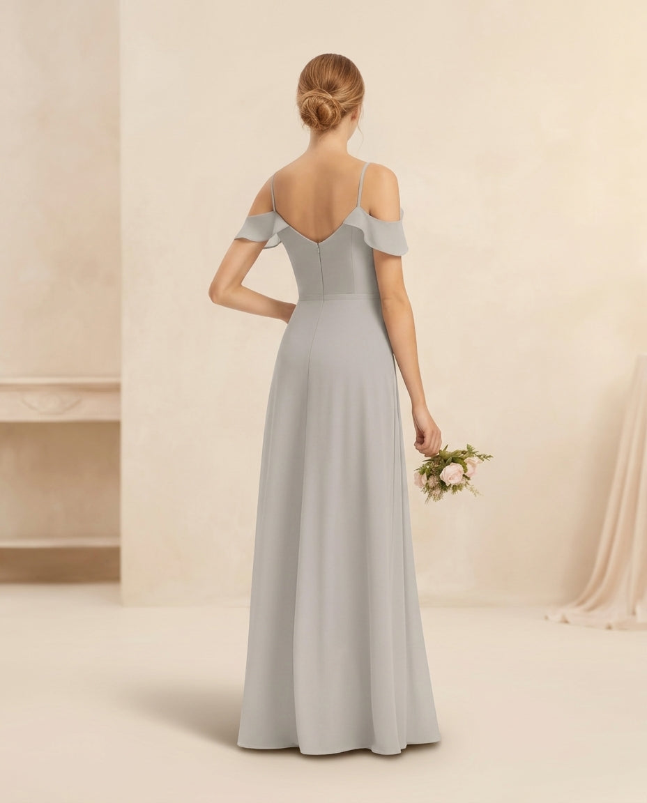Vestido novia civil mila con volantes y tirantes espagetti