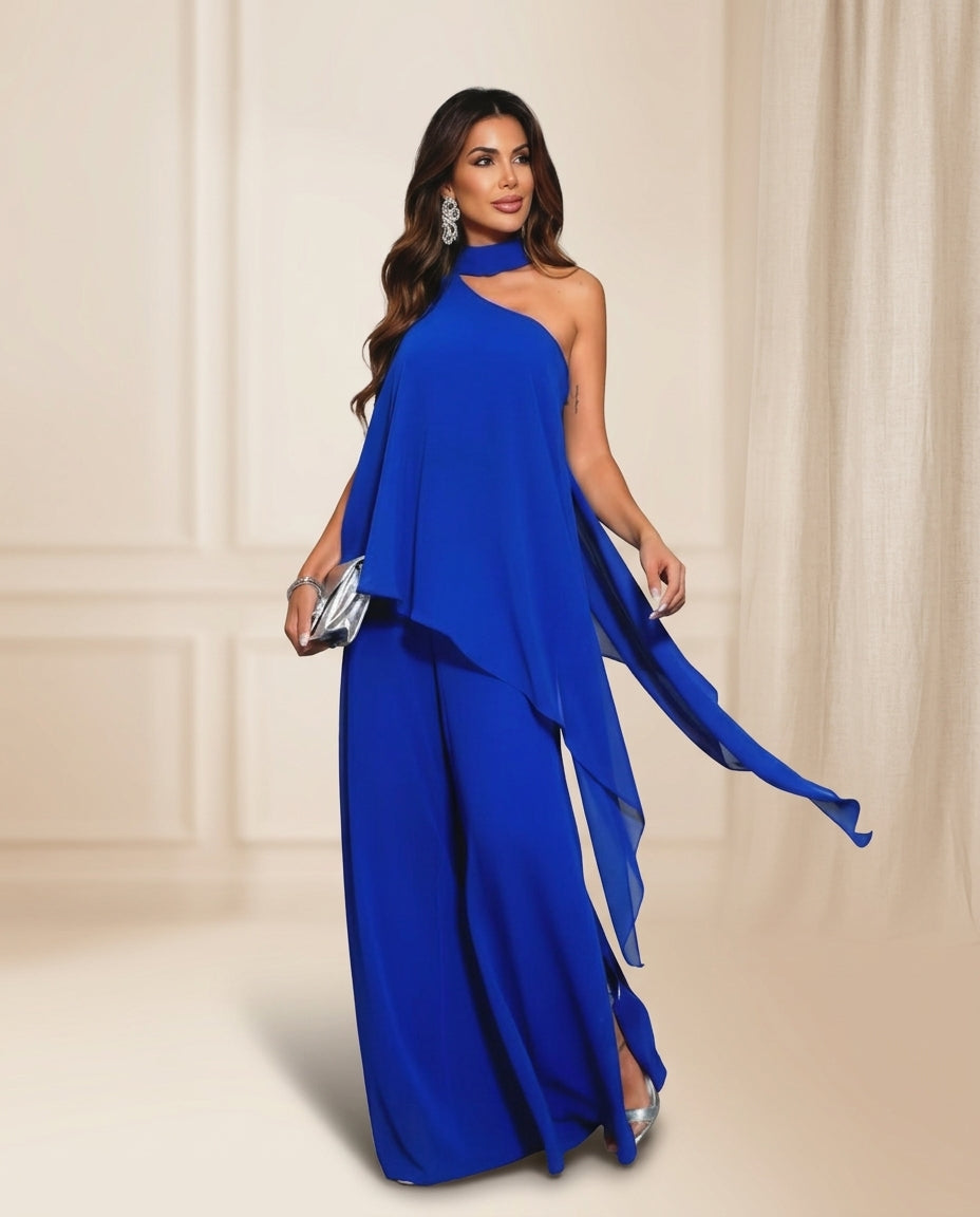 Enterito de fiesta Brigitte ,asimétrico y abertura en pantalon