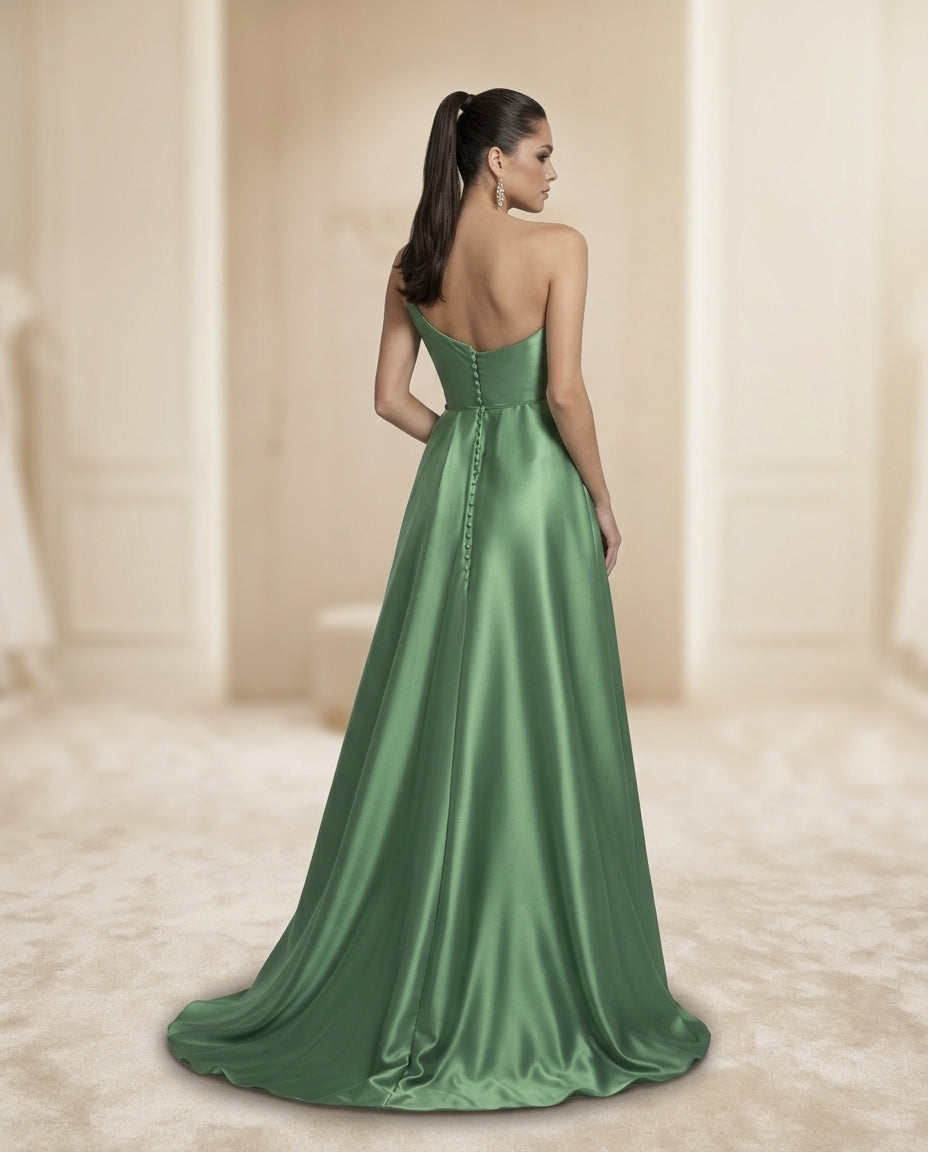 Vestido de fiesta Asimétrico con Flor 3D