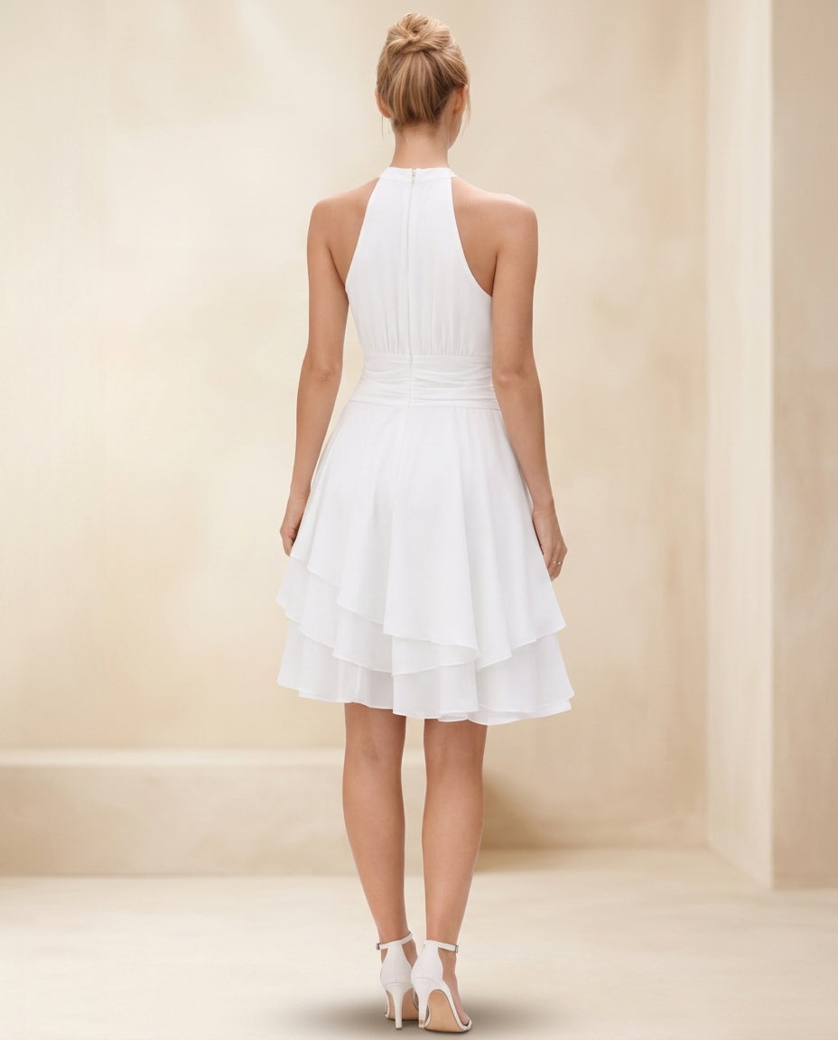 Vestido civil Aurora en capas y cuello halter