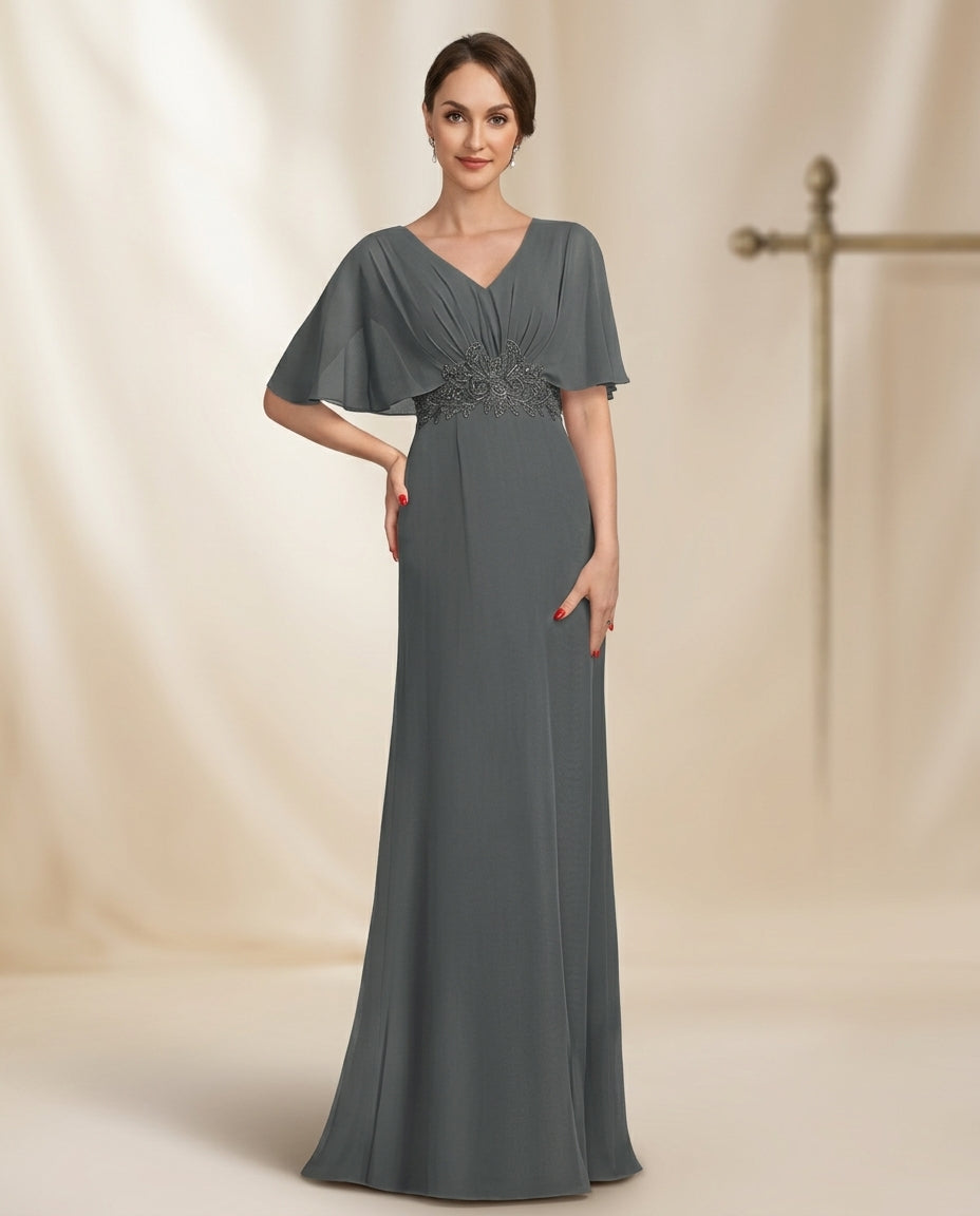 Vestido de fiesta Magaly  manga murciélago con aplicacion en la cintura talla 36