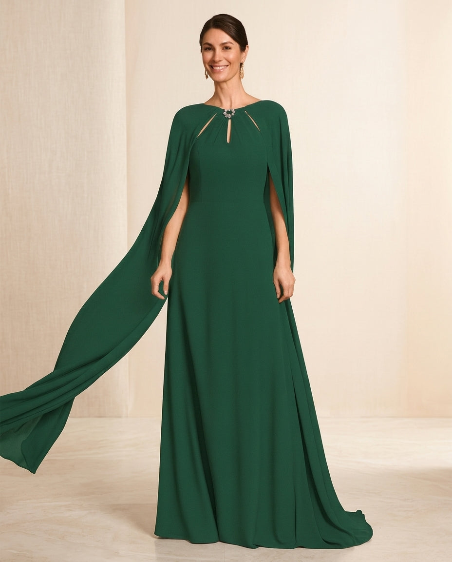 Vestido de fiesta Barbara con cuello halter ,manga ala y delicada aplicacion