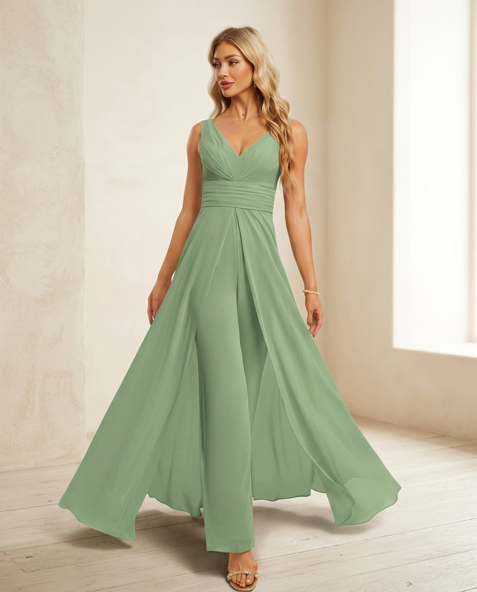 Traje de fiesta Coca enterito pantalon con capa inferior y pretina