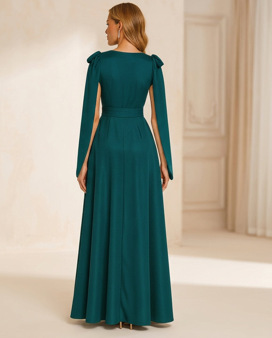 Vestido de fiesta Manu con manga ala y escote drapeado