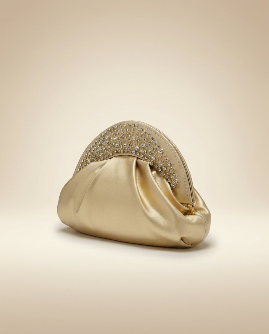 Bolso de fiesta star dorado blanco con cadena para colgar