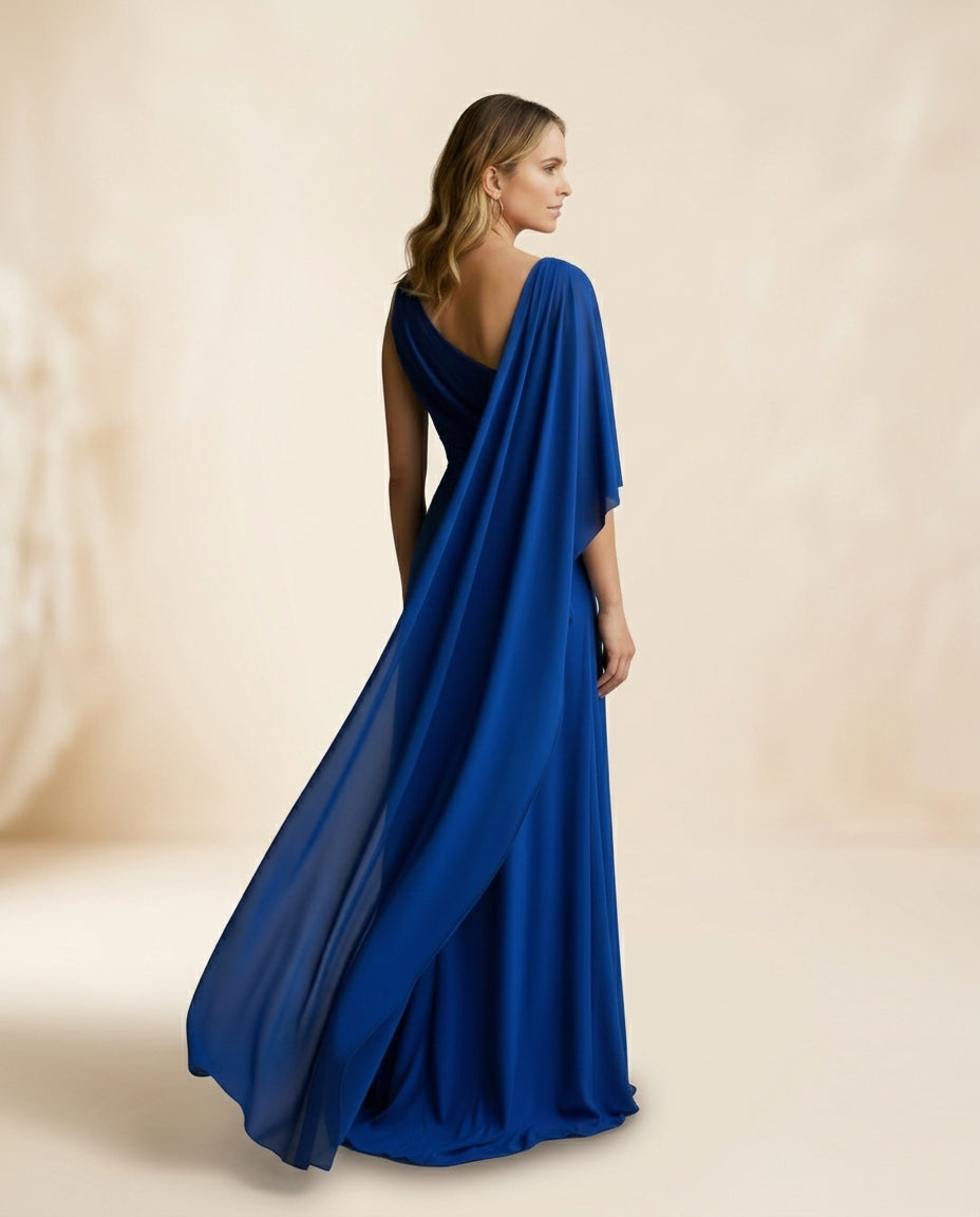 Vestido de fiesta Emma en gasa y tela satinada corte asimétrico gran versatilidad