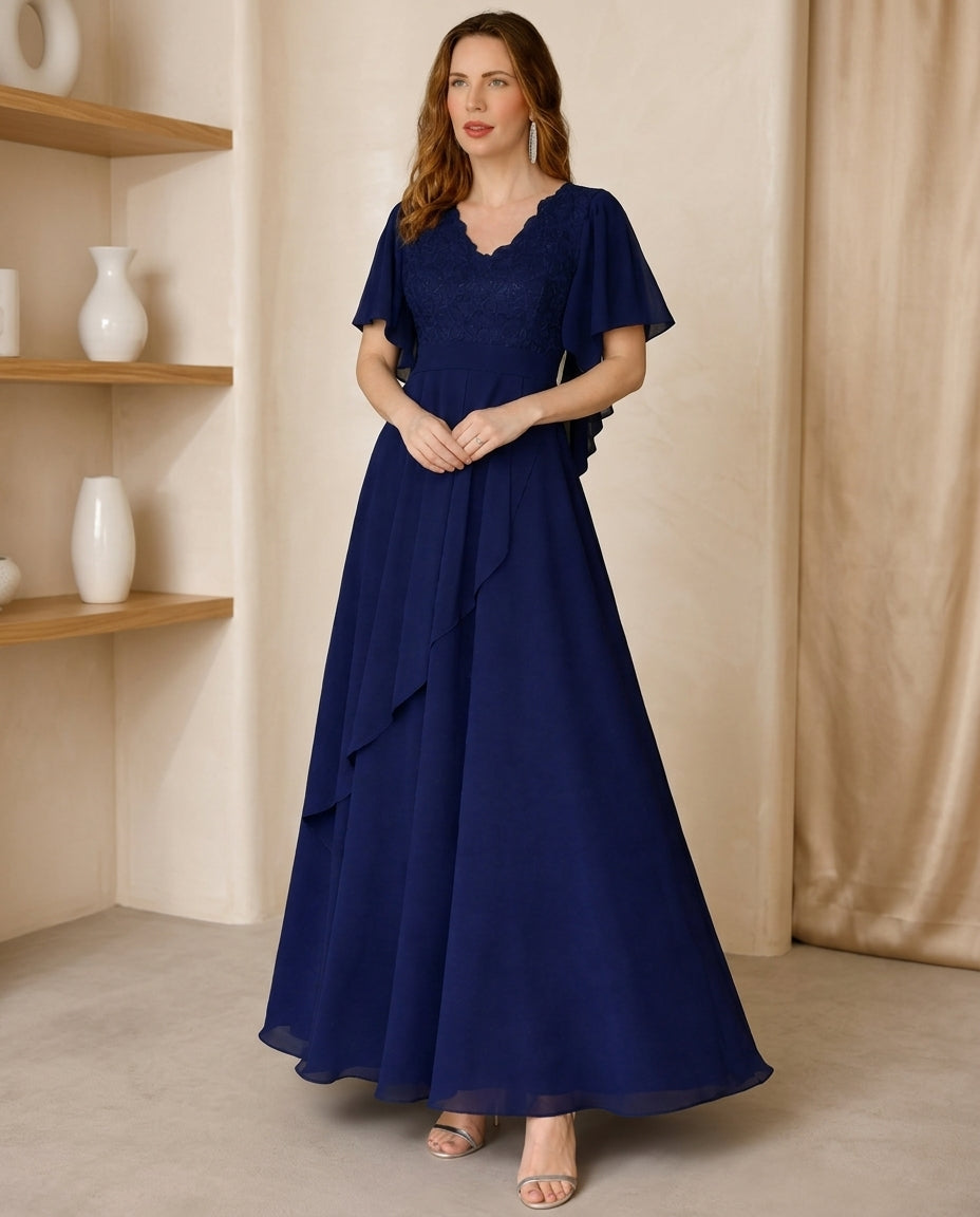 Vestido de fiesta Ellen con brillo sutil y manga campana