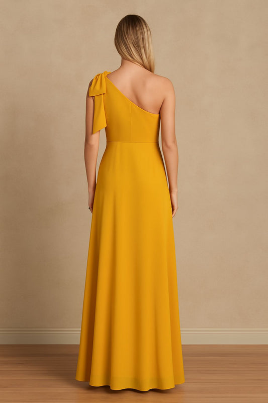 VESTIDO DE FIESTA BELLA ASIMETRICO Y ROSON