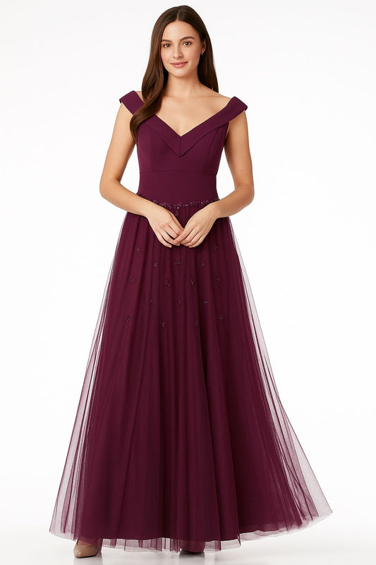VESTIDO DE FIESTA  MING EN TUL Y CON APLICACIONES