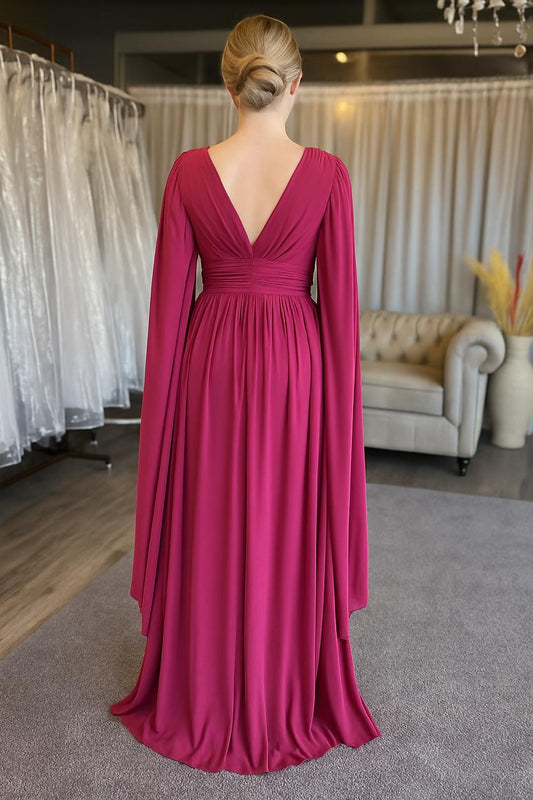 VESTIDO DE FIESTA FERNY CON ALAS Y APLICACION EN LA CINTURA