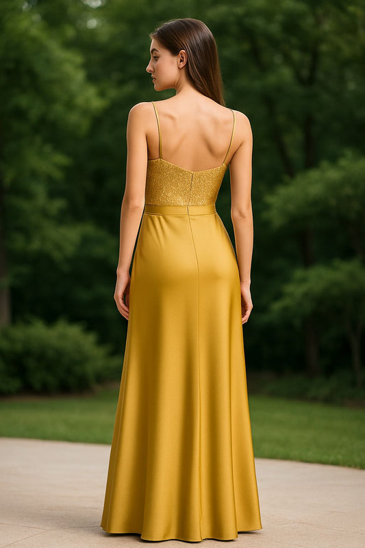 VESTIDO DE FIESTA ARANZA COLOR DORADO TALLA 38